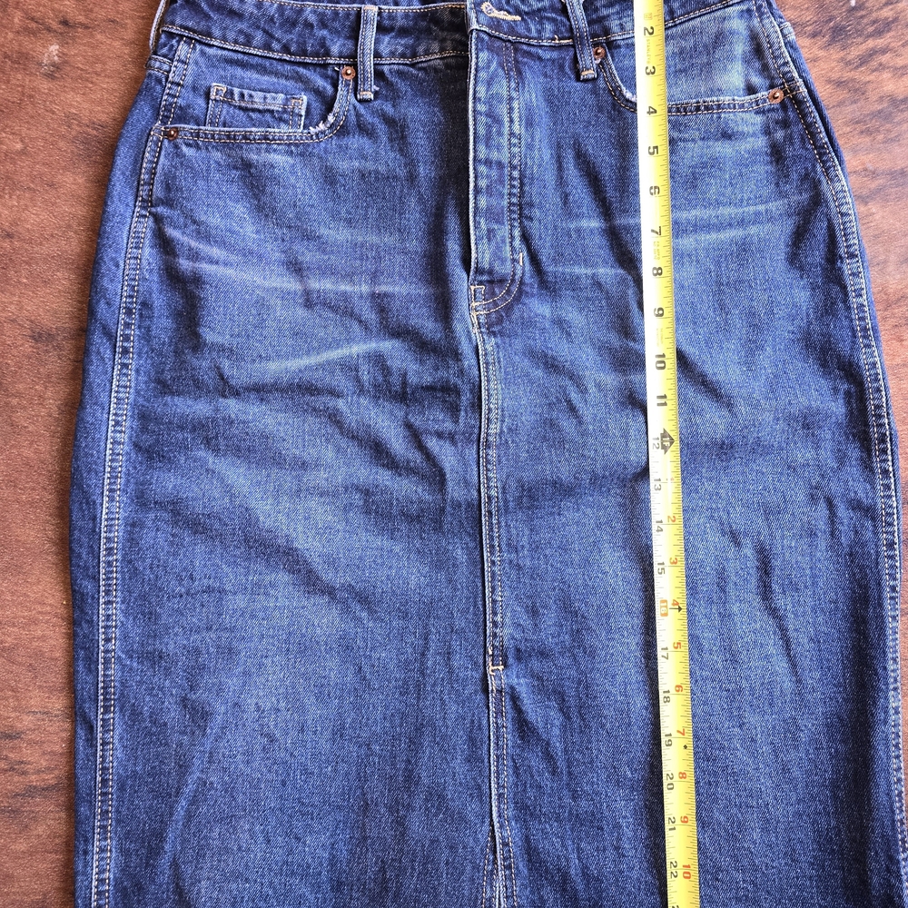 Old Navy Blue Denim Midi Skirt